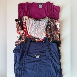 Bundle of 3 Venus Women's Knit Bodycon Ruched Dresses Navy Burgundy Paisley Xs
